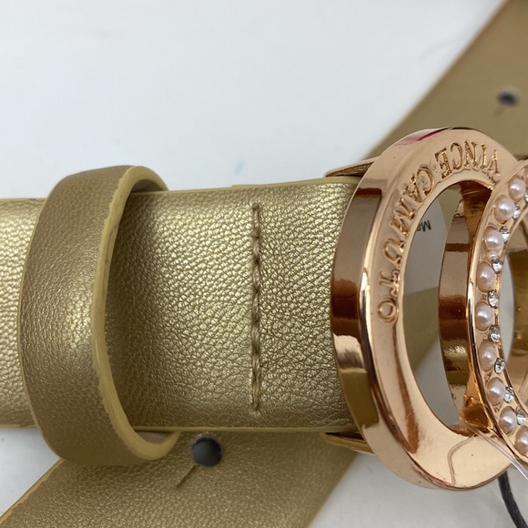 Vince Camuto gold belt, buckle with pearl & rhinestone accents NWT, size M - Picture 11 of 11